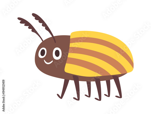 Funny potato Colorado beetle character