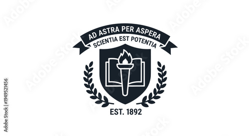 University Emblem with Torch and Laurel.