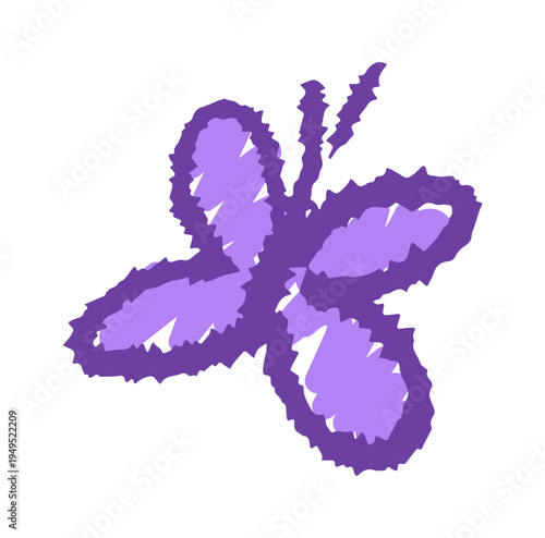 Purple chalk butterfly childish drawing