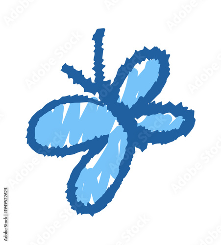 Cute blue chalk butterfly drawing
