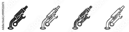 Sketch exhaust repair icon design set
