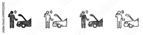 Sketch roadside assistance icon design set