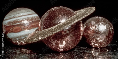 Playful colorful planets fantasy landscape