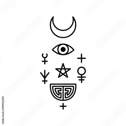 Collection of symbolic spiritual signs.