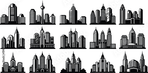 City skyline silhouettes collection