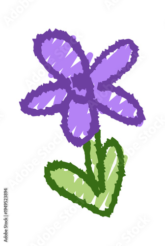 Chalk flower blossom hand drawn