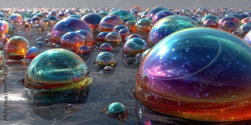 Playful colorful planets fantasy landscape