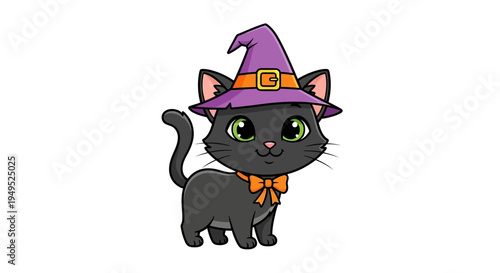 Black cat in witch hat costume 2.
