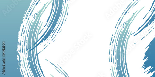 Japanese style background material drawn with a brush in the image of the sea and waves