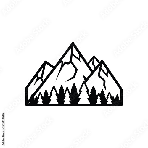 Black Mountain Range Silhouette Graphic Design.