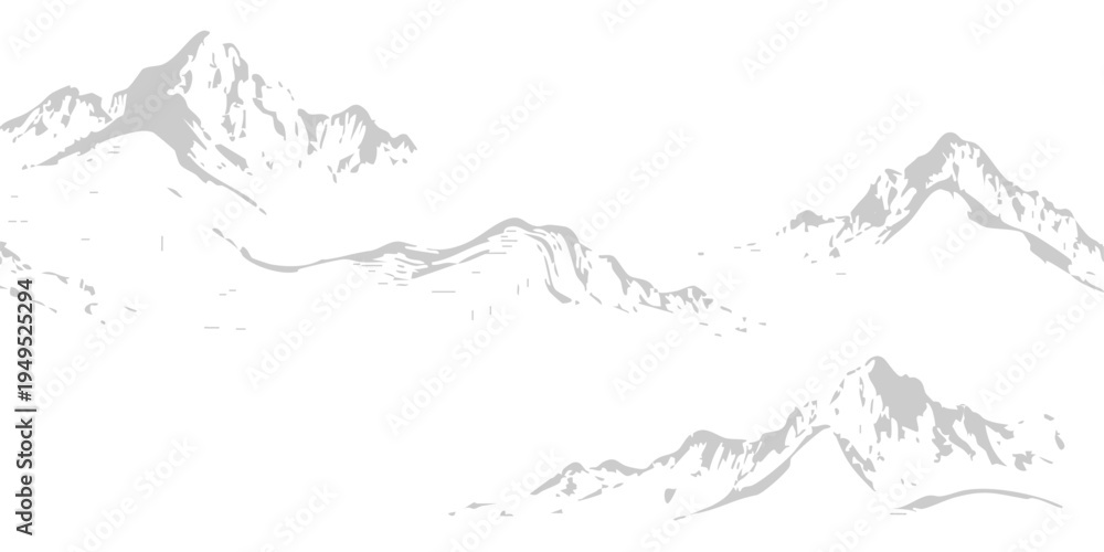 Obraz premium A serene monochrome depiction of majestic mountains, evokes a sense of tranquility and the raw power of the natural world.
