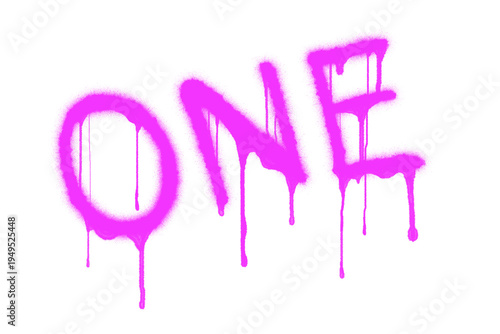 Tableau sur toile "One" written in pink spraypaint graffiti - isolated grunge texture with no back
