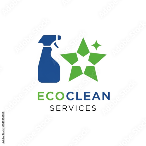 Eco Clean Services Logo with Spray Bottle and Green Star Icon, symbolizing environmentally friendly cleaning solutions.