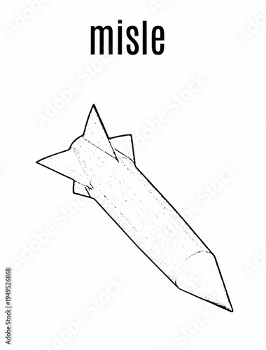 Simple missile bomb outline illustration isolated on white background military weapon concept