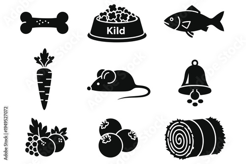 Pet food and supplies icons
