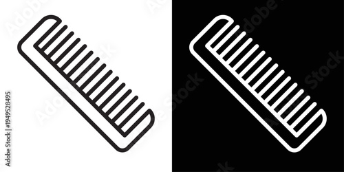 Minimal hair brush design in a clean black and white stroke style, suitable for hair care, grooming, salon, and personal care concepts.