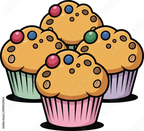 Cute cartoon a illustrator vector muffins