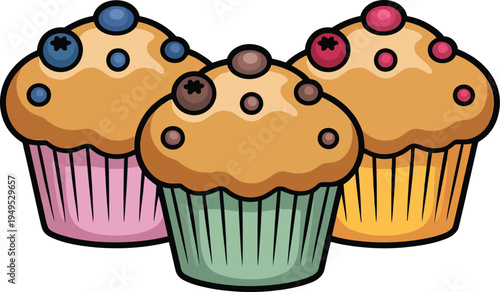 Cute cartoon a illustrator vector muffins