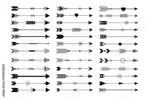 Wooden Arrow in Indian Tribal Style Vector Illustration, Traditional Ethnic Weapon Symbol with Decorative Tribal Patterns, Rustic Primitive Arrow Design for Native Culture, Boho Art, and Heritage Grap