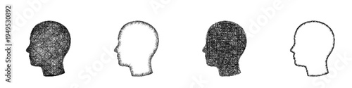 Sketch head silhouette icon design set