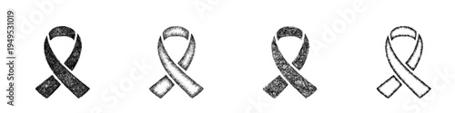 Sketch awareness ribbon icon design set