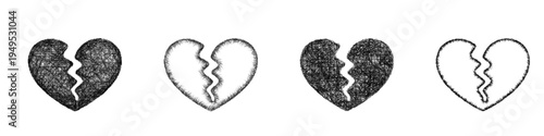 Sketch broken heart icon design set