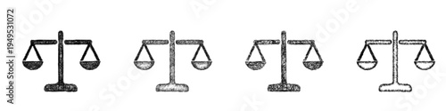 Sketch balance scale icon design set