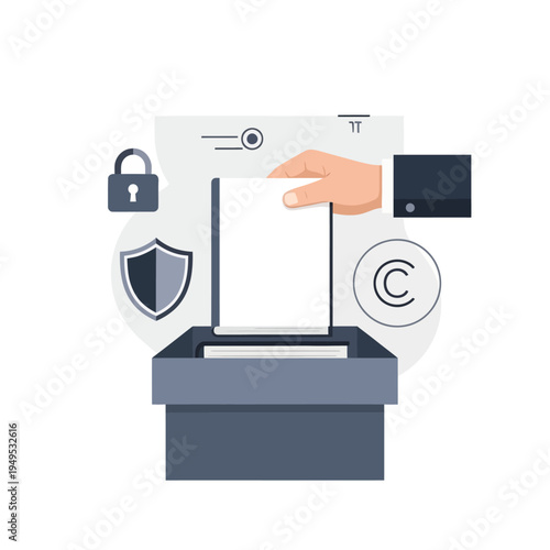 Man hands a paper document to shredder for data protection