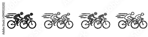 Sketch cycling race icon design set