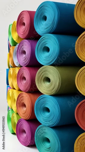 Colorful yoga mats stacked in multiple layers capturing vibrant textures and geometric patterns