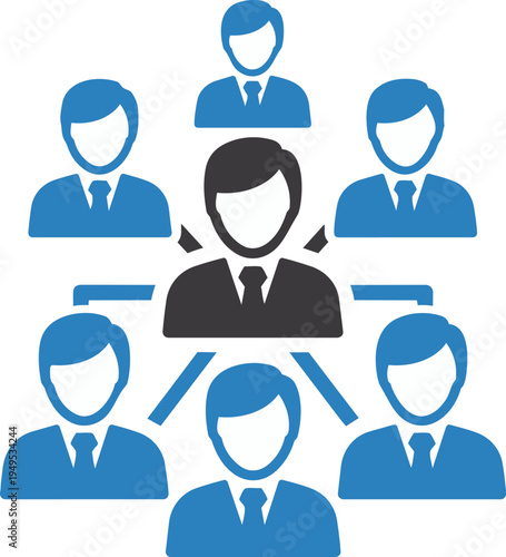 Team collaboration and networking vector icon for human resources and leadership