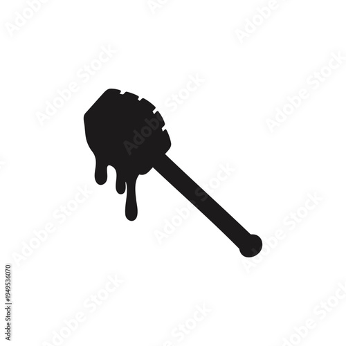 Honey dipper silhouette vector flat illustration design.