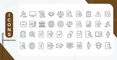 Regulation Icons Set with Editable Line Style. Vector Outline Illustration Collection.