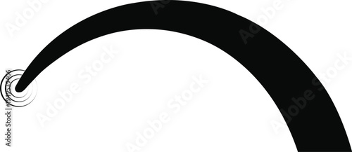 A black boomerang with a white background and circular design element