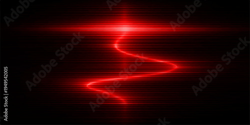 An abstract red background with lines features a bright red flame and glowing light flares that create a motion blur texture of energy and art