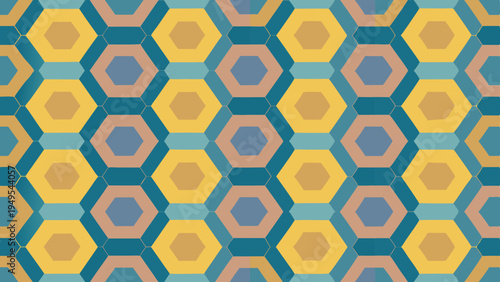 Geometric honeycomb pattern in a retro color palette