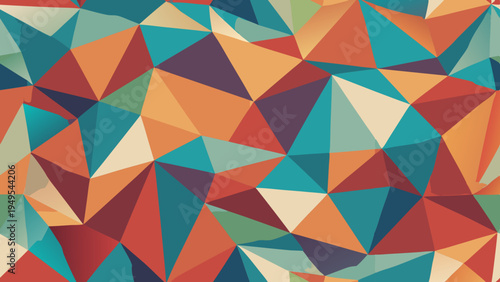 Abstract geometric polygon background in warm and cool tones