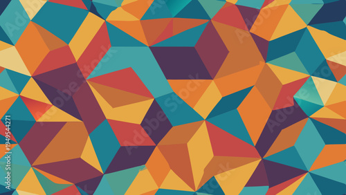 Abstract geometric background with warm and cool color triangles
