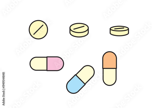シンプルな錠剤とカプセル錠