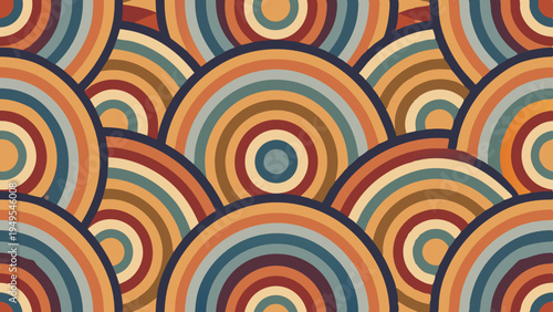 Retro Circles Seamless Pattern with Warm Earth Tone Colors