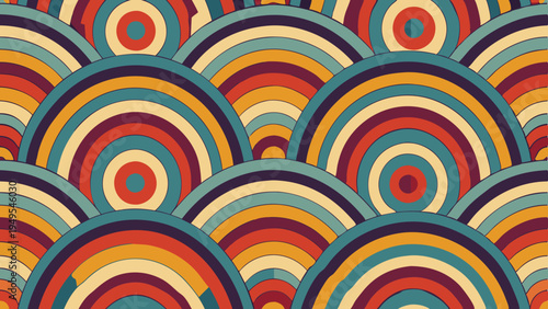 Abstract concentric circles background with retro color scheme design