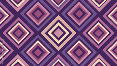 Abstract geometric pattern with purple and beige diamond shapes
