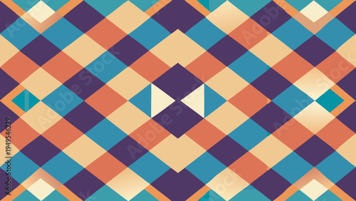 Retro geometric diamond pattern with soft gradient transitions