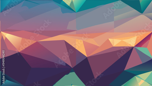 Polygonal abstract background with purple, orange, and teal colors