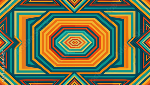 Abstract geometric pattern with vibrant colors creating depth illusion