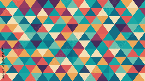 Retro Triangle Pattern with Teal, Coral, and Beige Hues