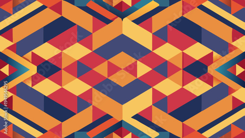 Abstract geometric pattern with warm and cool color scheme
