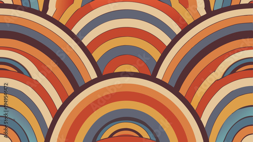 Retro semicircle pattern background in warm earth tone colors
