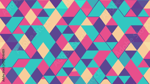 Abstract triangular pattern with geometric shapes and vibrant colors
