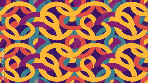 Abstract seamless pattern with overlapping rounded lines and shapes